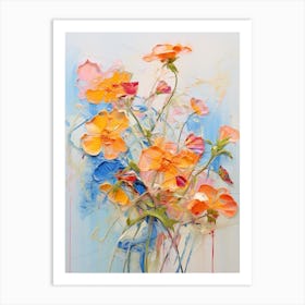 Abstract Flower Painting Flax Flower 2 Art Print