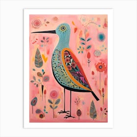 Pink Scandi Dunlin 1 Art Print