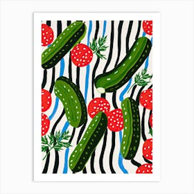 Cucumbers Summer Illustration 1 Art Print