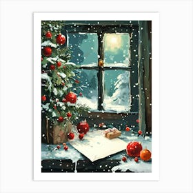 Christmas Tree In The Window Art Print