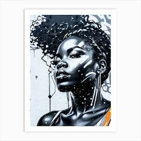 Graffiti Mural Of Beautiful Black Woman 289 Art Print