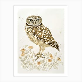 Burrowing Owl Marker Drawing 1 Art Print