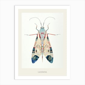 Colourful Insect Illustration Lacewing 17 Poster Art Print