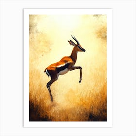 Antelope Jumping In The Grass Poster