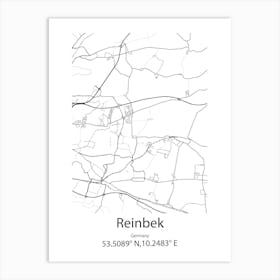 Reinbek,Germany Minimalist Map Art Print