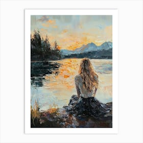 The Girl In The Rays Of The Setting Sun Art Print