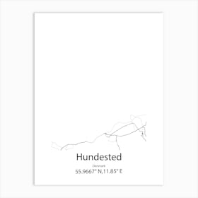 Hundested,Denmark Minimalist Map Art Print