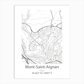 Mont Saint Aignan,France Minimalist Map Art Print