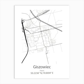 Giszowiec,Poland Minimalist Map Art Print