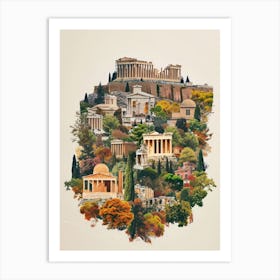 Athens   Retro Collage Style 4 Art Print