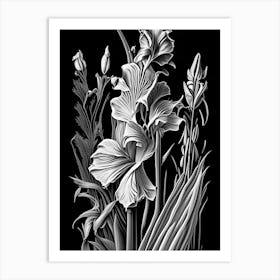 Gladiolus Wildflower Linocut Art Print
