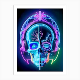 Skull With Headphones Art Print