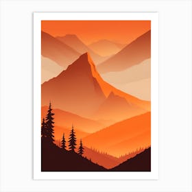 Misty Mountains Vertical Composition In Orange Tone 224 Art Print