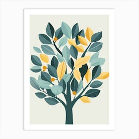 Walnut Tree Flat Illustration 6 Art Print