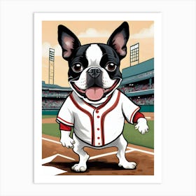 Boston Terrier Ball Player-Reimagined Art Print