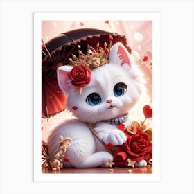 Valentine Cat Art Print