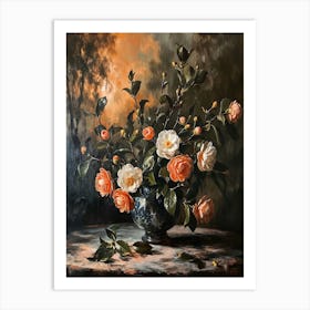 Baroque Floral Still Life Camellia 4 Art Print