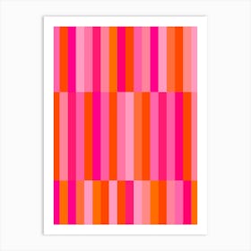 Pink And Orange Stripes Abstract Geometric Art Print