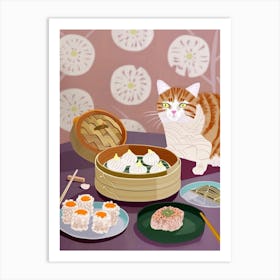 Cat And Dim Sum 1 Art Print