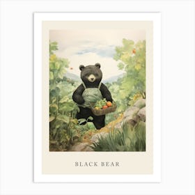 Beatrix Potter Inspired  Animal Watercolour Black Bear 3 Art Print