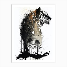 Tiger In The Forest Ink Art Print