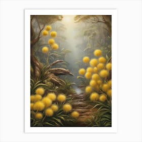 Yellow Flowers In The Forest Art Print