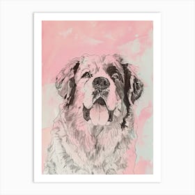 Pastel Tibetan Mastiff Dog Pastel Line Illustration  4 Art Print