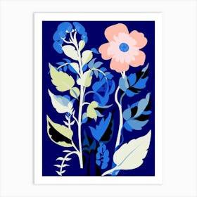 Blue Flower Illustration Foxglove 3 Art Print