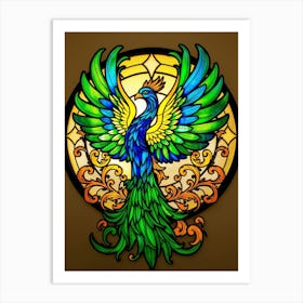 Peacock Stained Glass Art Print