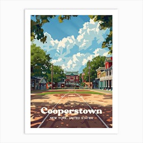 Cooperstown New York Baseball Travel Illustration Art Print