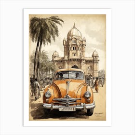 Old Car In Mumbai Art Print