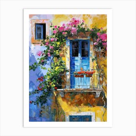 Balcony Painting In Rhodes 3 Art Print