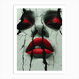 Cracked Realities: Red Ink Rendition Inspired by Chevrier and Gillen: Scream Art Print