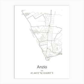 Anzio,Italy Minimalist Map Art Print