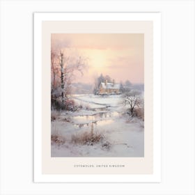 Dreamy Winter Painting Poster Cotswolds United Kingdom 3 Art Print