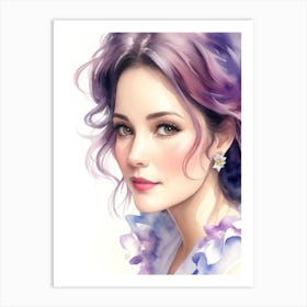 Woman With Purple Hair Art Print