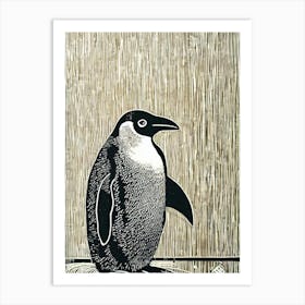 Penguin Linocut Bird Art Print