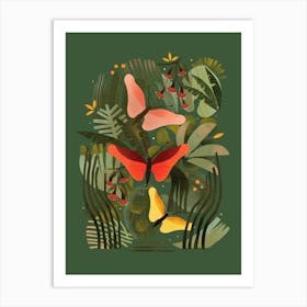 Butterflies In The Jungle 1 Art Print