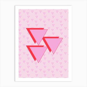 Pink & Red Love Triangle Art Print