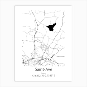 Saint Ave,France Minimalist Map Art Print