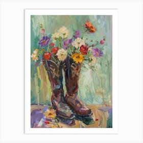 Cowboy Boots And Wildflowers 8 Art Print