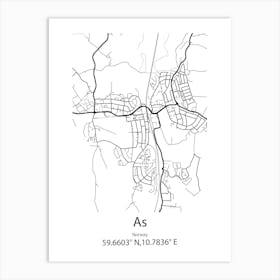 As,Norway Minimalist Map Art Print