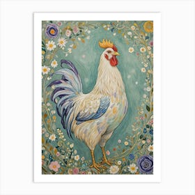 Floral Rooster Art Print