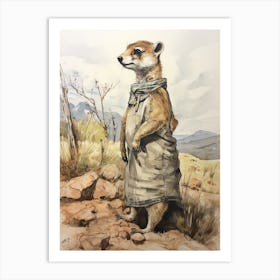 Storybook Animal Watercolour Meerkat 2 Art Print