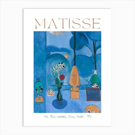 The Blue Window 1913 by Henri Matisse - View from Henri and Amélie Matisse Issy Studio Window - HD High Resolution Poster Print Labelled Mid Century Feature Wall Vibrant Art Print