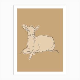 Sheep - Boho, Line Art 4 Art Print