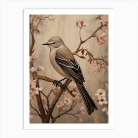 Dark And Moody Botanical Mockingbird 1 Art Print