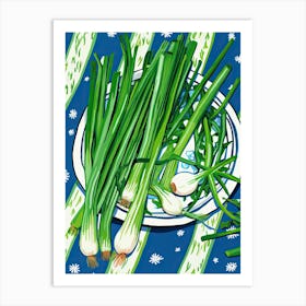 Green Onions Summer Illustration 6 Art Print