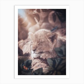 Baby Lion Sleeping In The Jungle Art Print