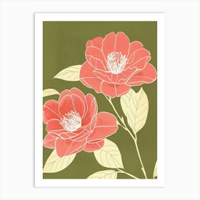 Pink & Green Camellia 3 Art Print